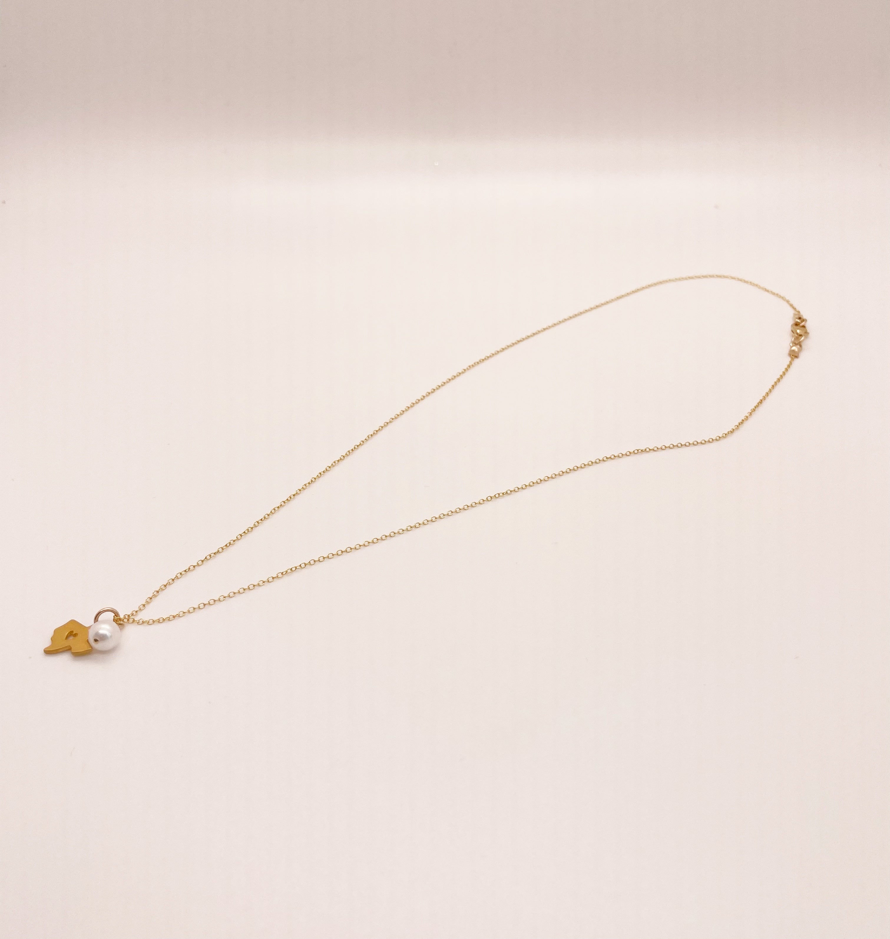 Tiny Pearl & Texas heart Charm Necklace