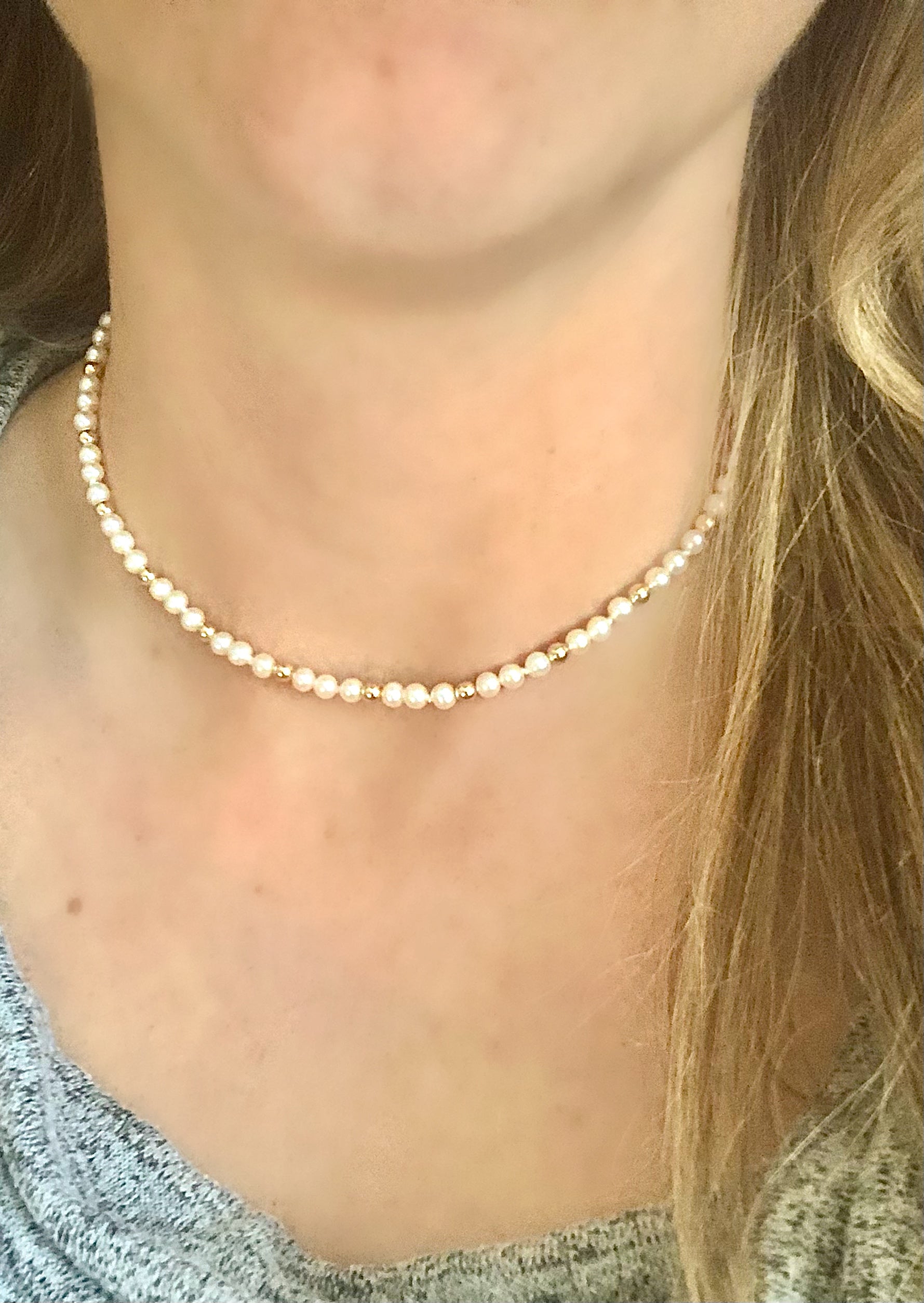 Pearl & Gold Choker Necklace