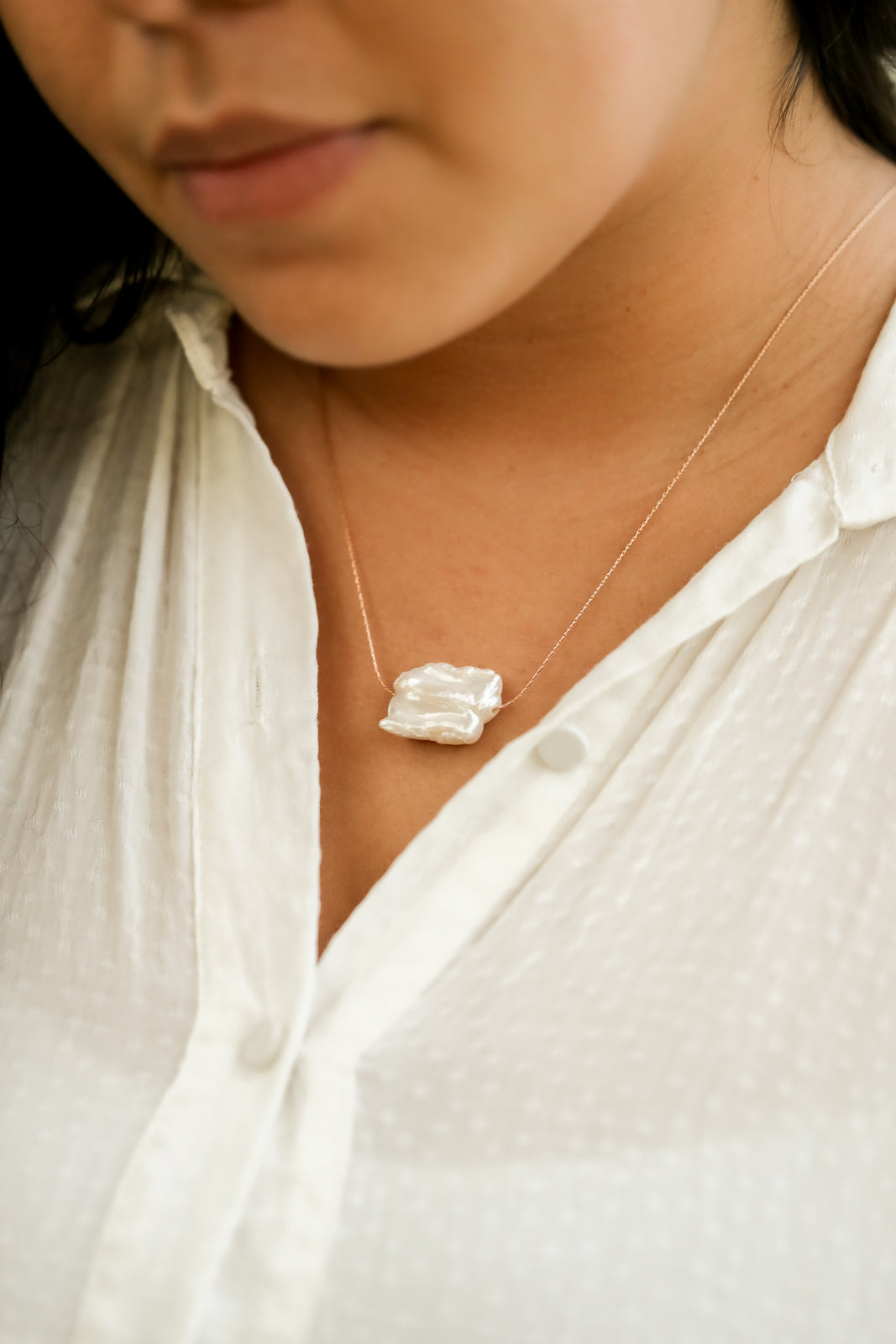Floating Baroque Pearl Necklace